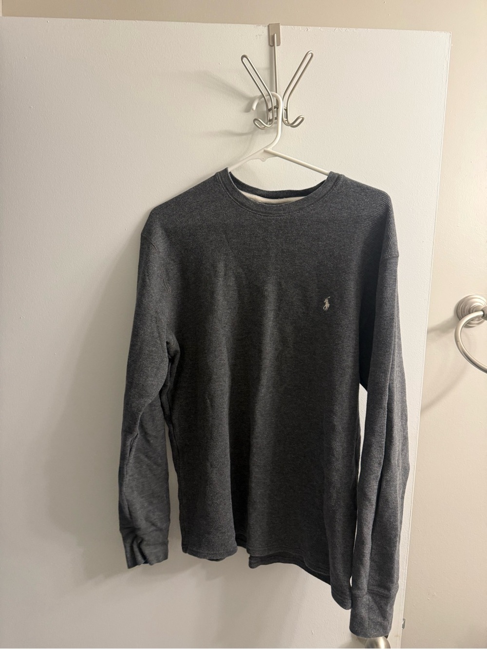 Polo by Ralph Lauren Dark Gray Long Sleeve Crewneck Shirt Waffle knit